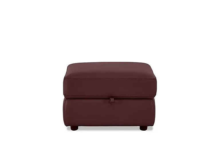 Leather Storage Footstool - BV Deep Red