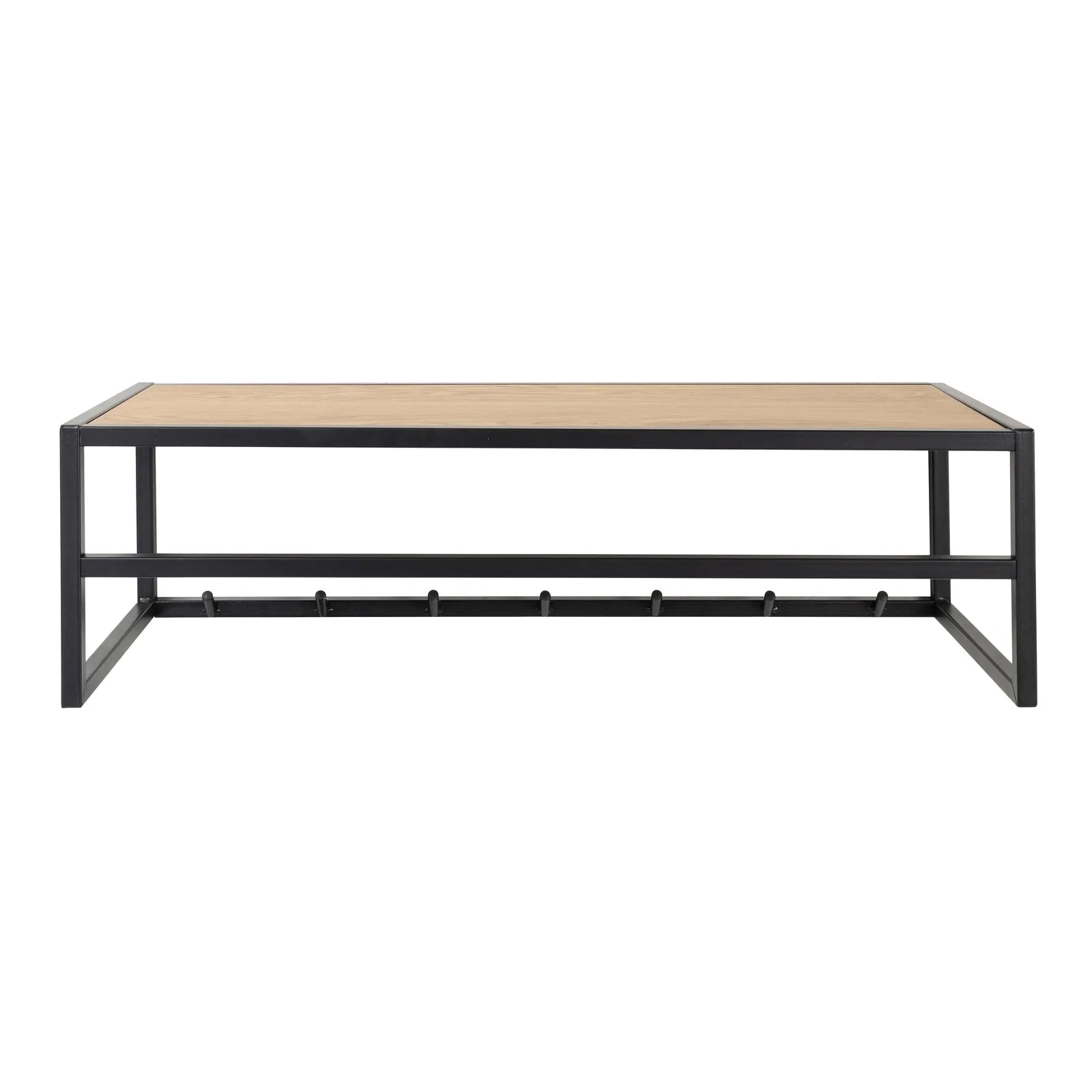 Furniture To Go Seaford Black Metal Coat Rack with Oak Top in Brown 2