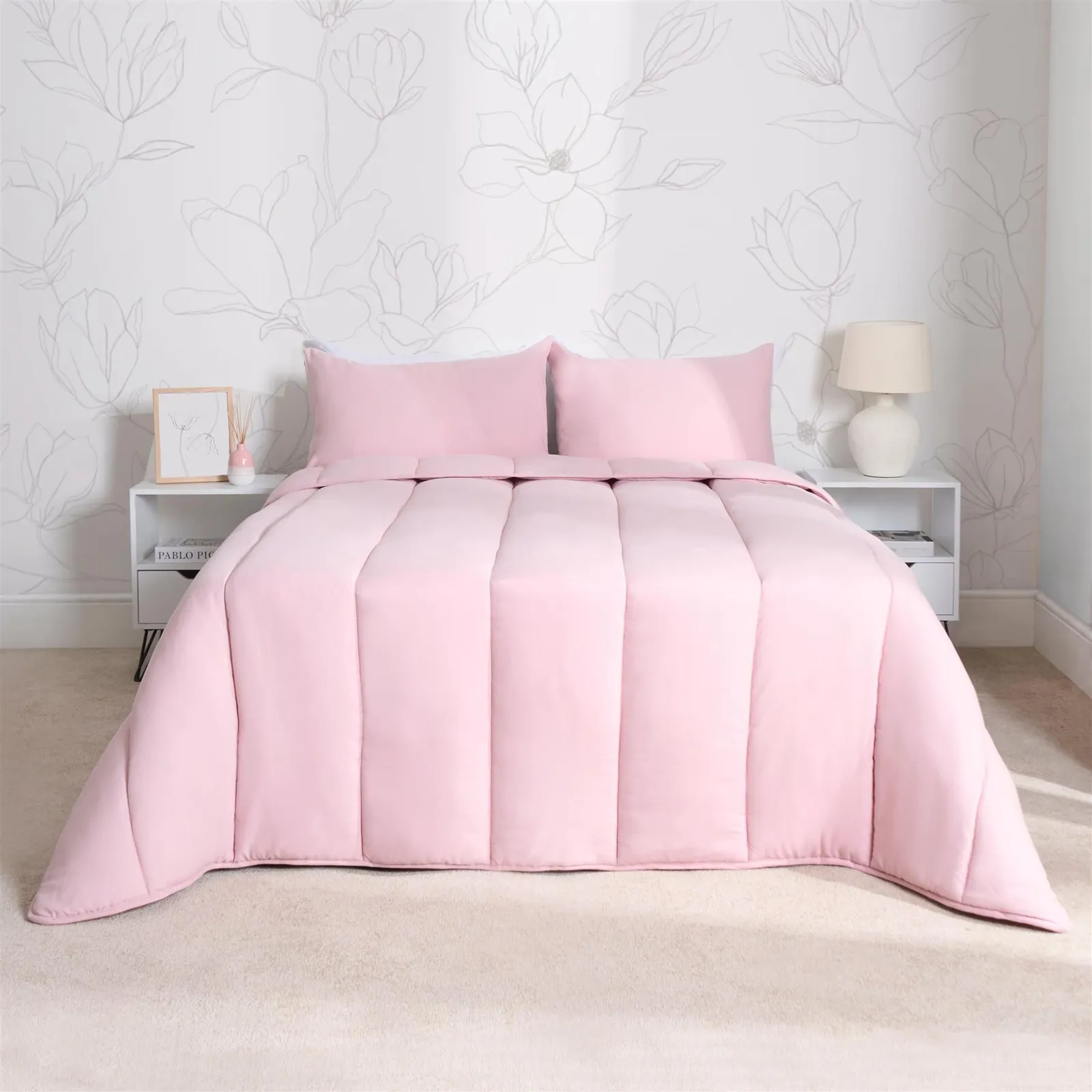 OHS Soft Coverless 10.5 TOG Duvet Set Pillowcase Quilted Cover in Pink