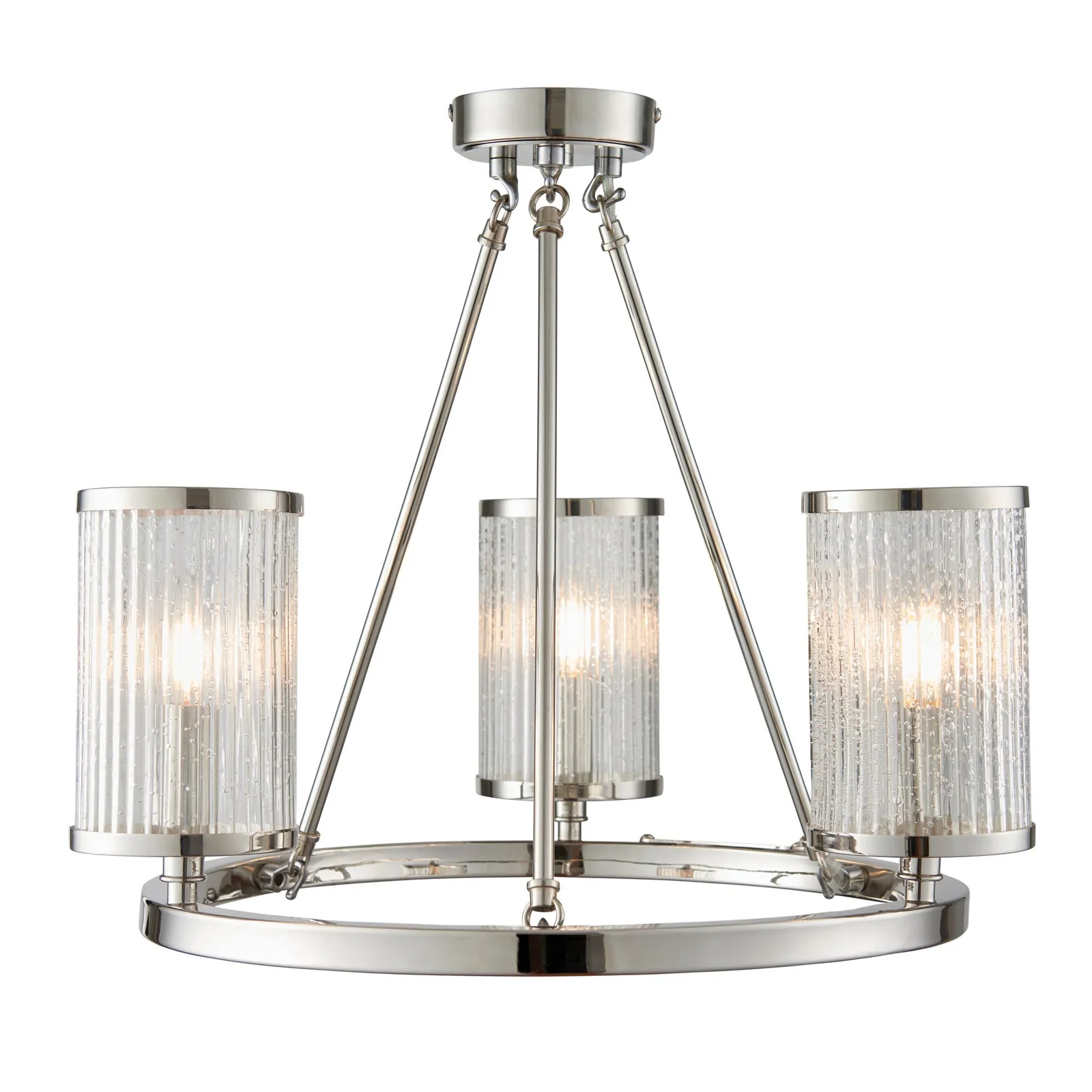 Vogue Easton Ribbed Glass Semi Flush Ceiling Light