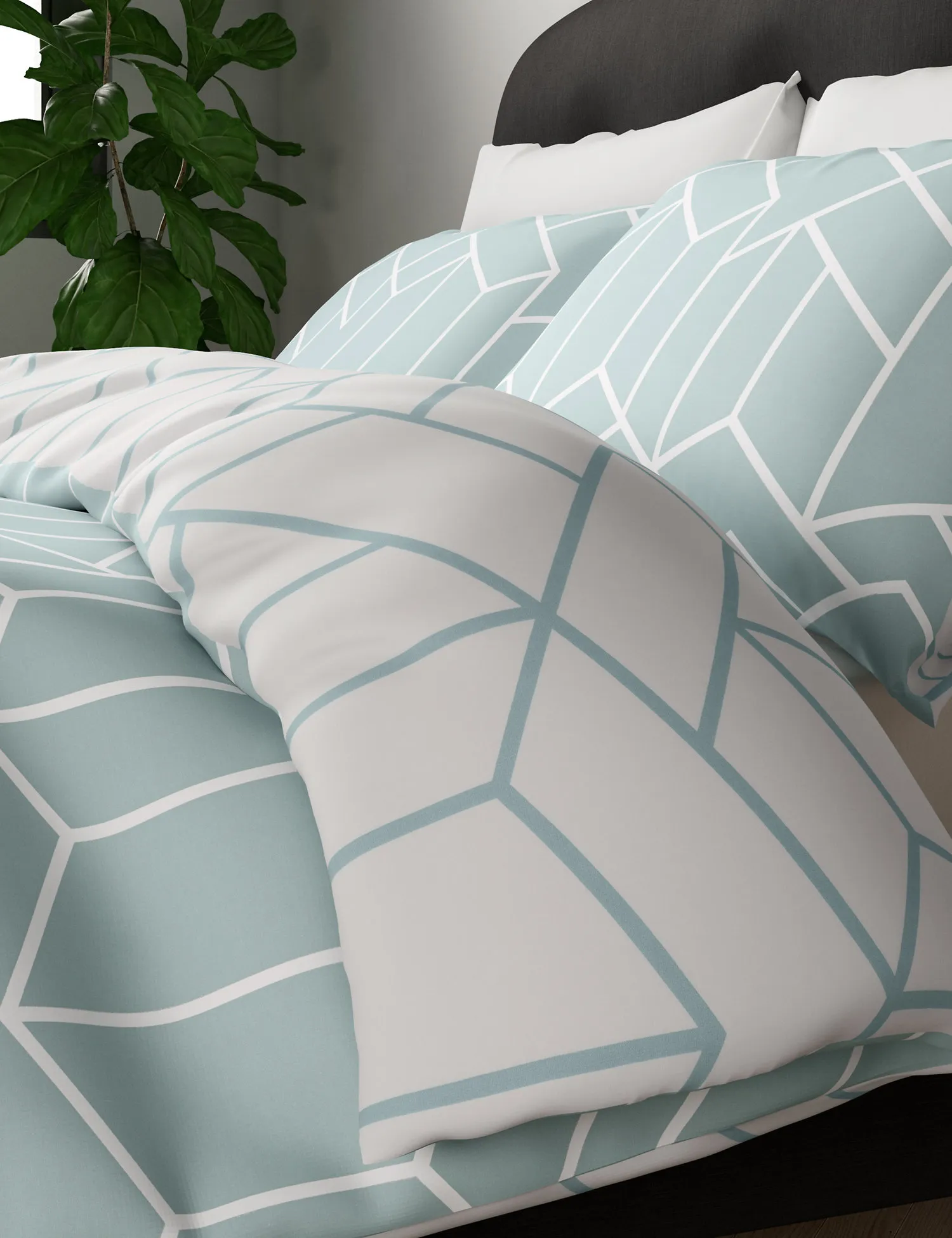 M&S Unisex Cotton Blend Geometric Bedding Set
