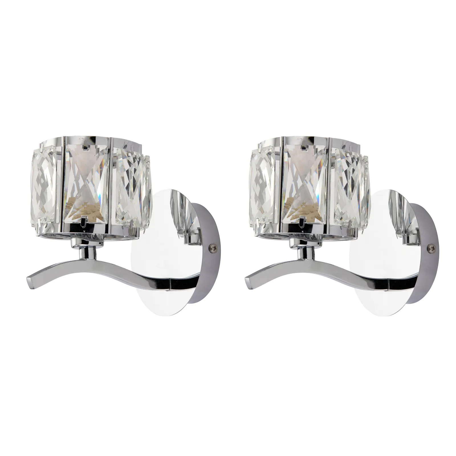 Set of 2 Kleio Glass Chrome Wall Light