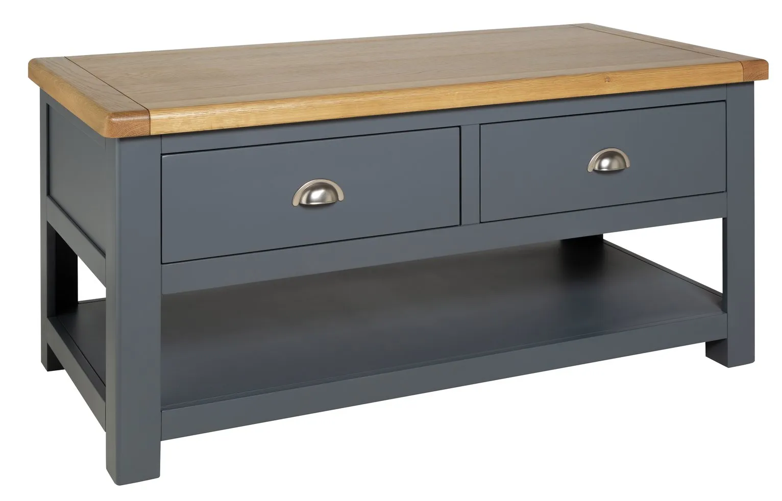 Habitat Kent 2 Drawer Oak & Oak Veneer Coffee Table -Grey