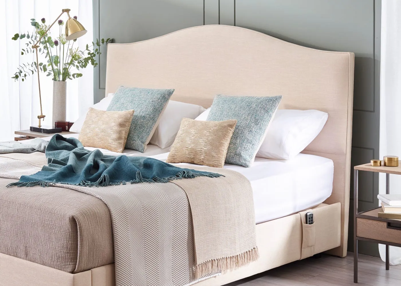 Vispring Iris Double Headboard Chain Weave Fawn 750 2