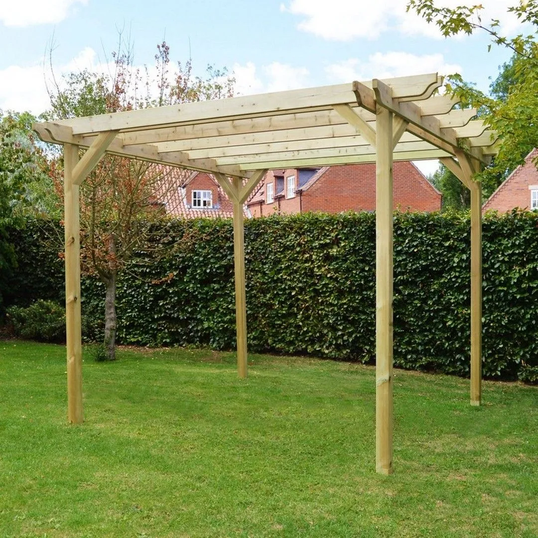 Rutland County Garden Furniture Ltd Double Garden Pergola - Wood - L240 x W240 x H270 cm - Light Green 2