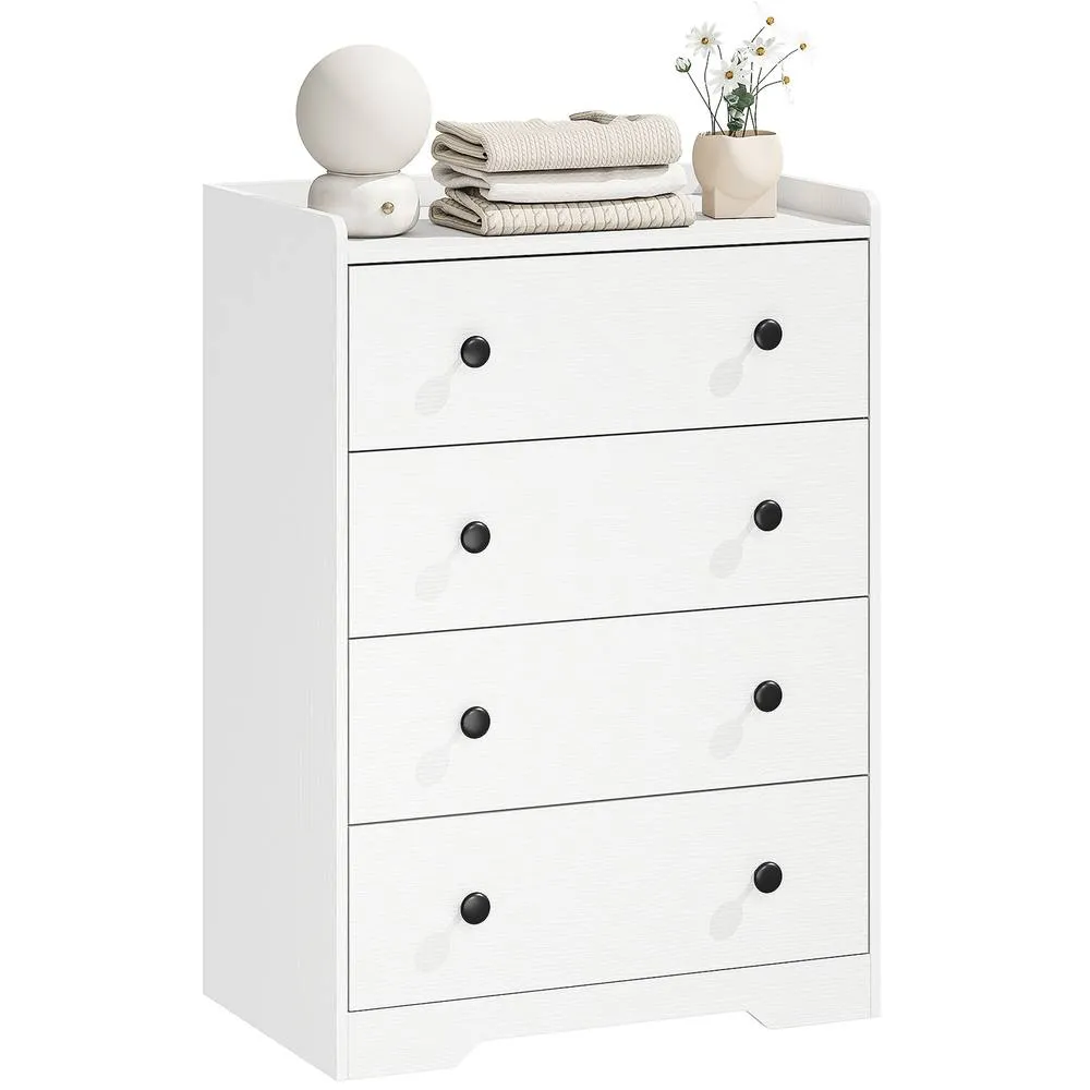 HOMCOM 4 Drawer Chest of Drawers, Storage Cabinet, White Wood Effect 2