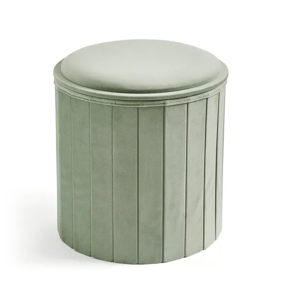 Round Ottoman with Tray, Velvet 3