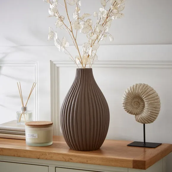 Ribbed Stone Bottle Vase 1