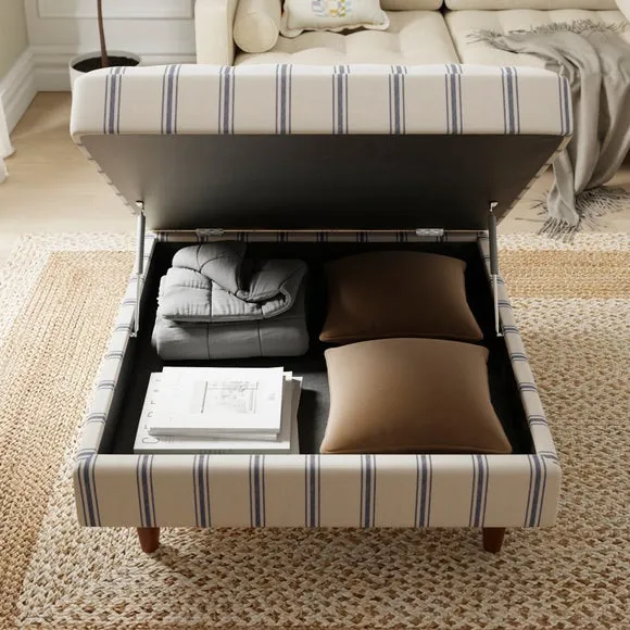 Zoe Folkstone Stripe Square Storage Footstool 3