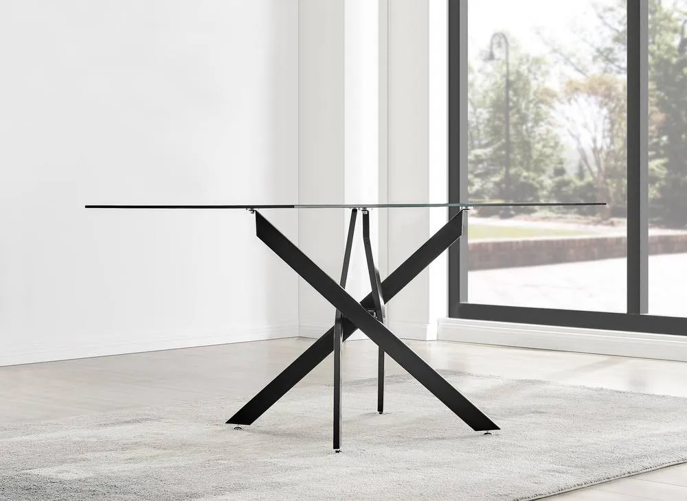 FurnitureboxUK Leonardo Black Leg Glass Table & 6 Black Corona Black Leg Chairs 3