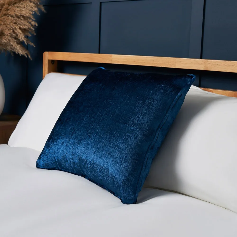 Luxury Crushed Velvet Cushion, Navy 1