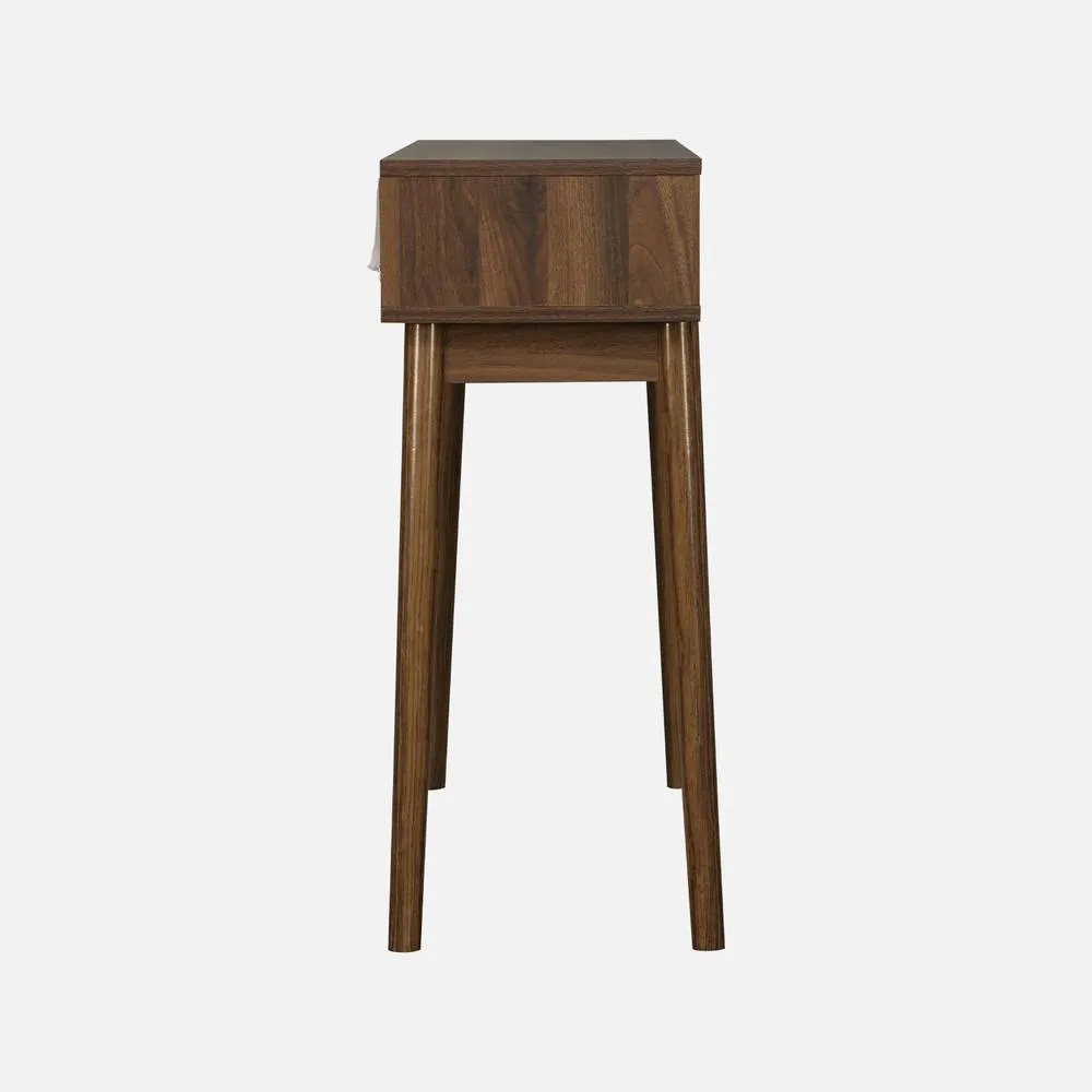 sweeek 100cm Console Table With Grooved Wooden Detail in Dark Brown 4