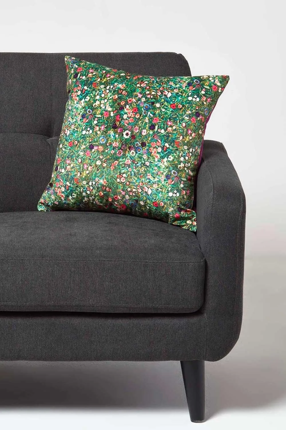 Homescapes Klimt's Italian Garden Filled Velvet Cushion 46 x 46 cm in Pink 2