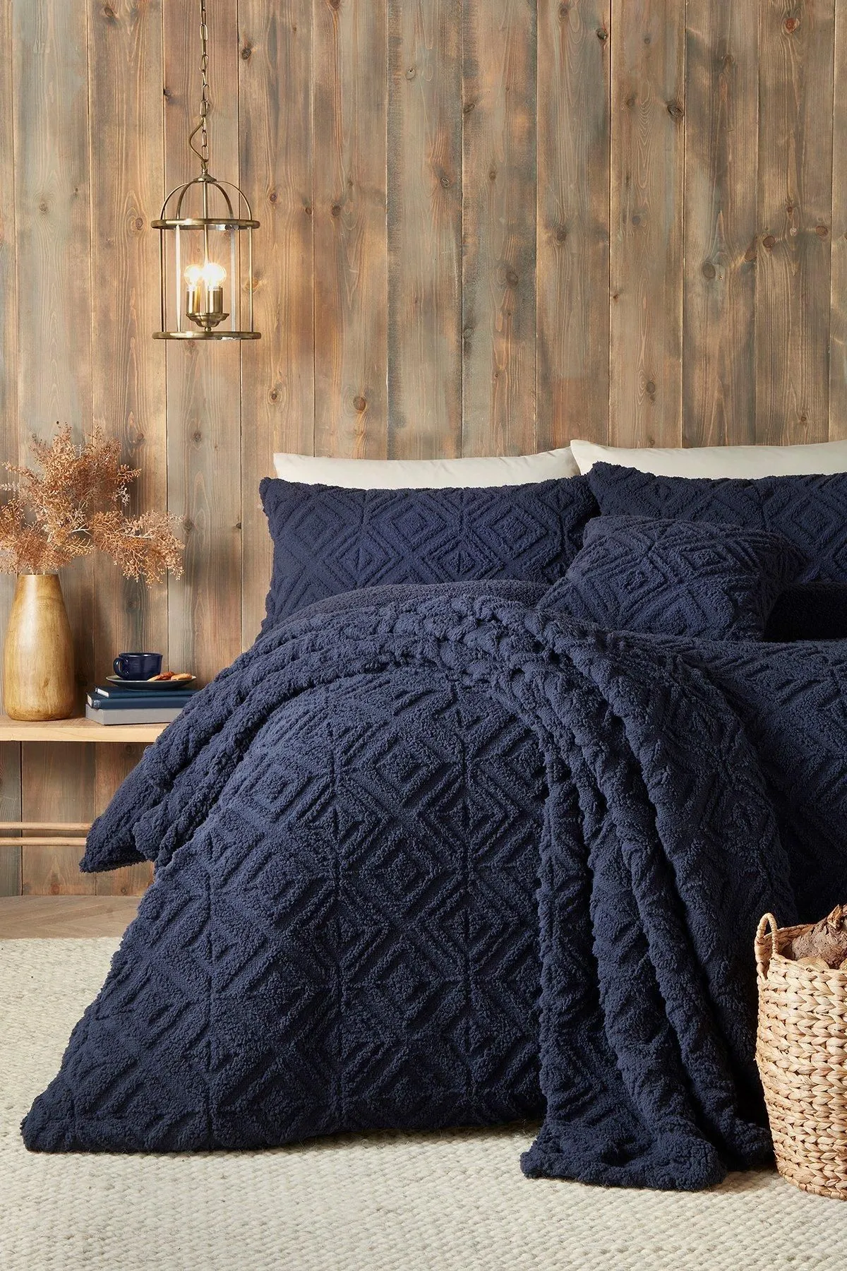 Fusion 'Geo Fleece' Fleece & Sherpa Duvet Cover Set in Navy 4