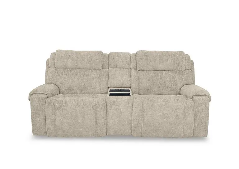 Hollywood Fabric 3 Seater Power Recliner Media Sofa with Power Headrests and Storage Arms - Cream