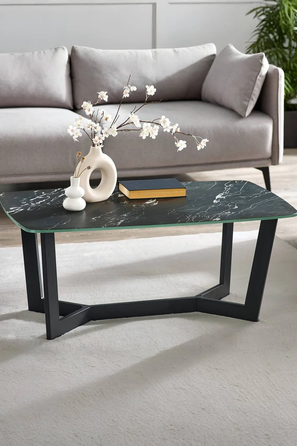 Julian Bowen Olympus Glass Top Coffee Table in Black