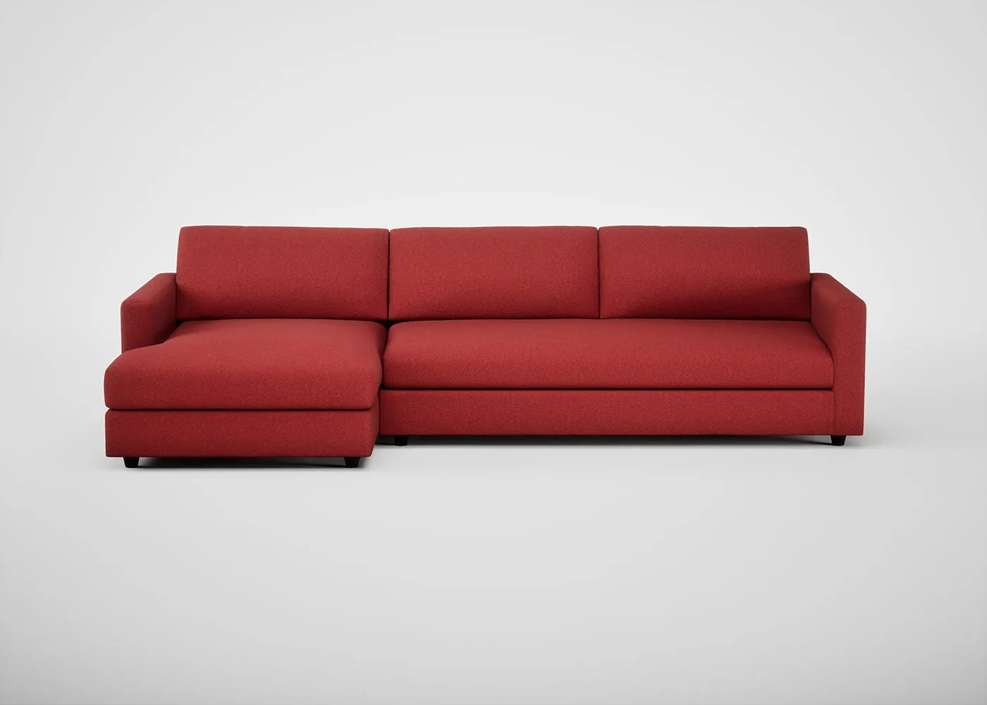 Heal's Nimbus 4 Seater Left Hand Corner Chaise Melton Wool Red Oxide Black Feet