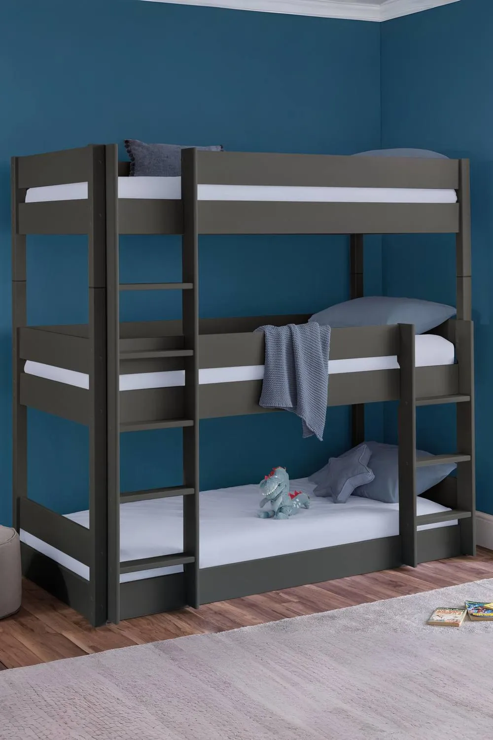 Julian Bowen Trio 3 Tier Triple Bunk Bed in Dark Grey 1