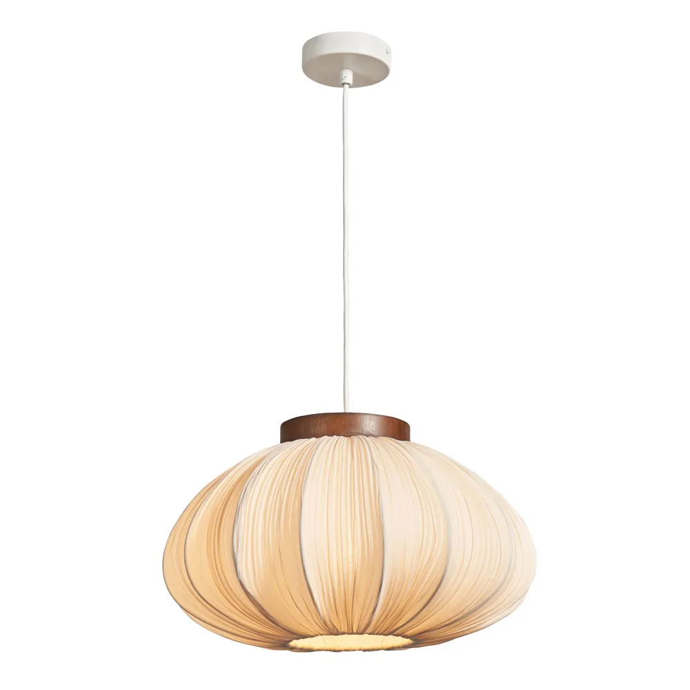 Daisy Pleated Shade Ceiling Pendant, Wood