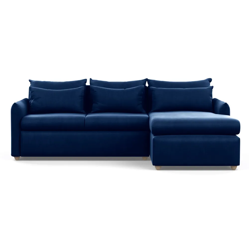 Heal's Pillow Medium Right Hand Corner Chaise Velvet Midnight Natural Feet