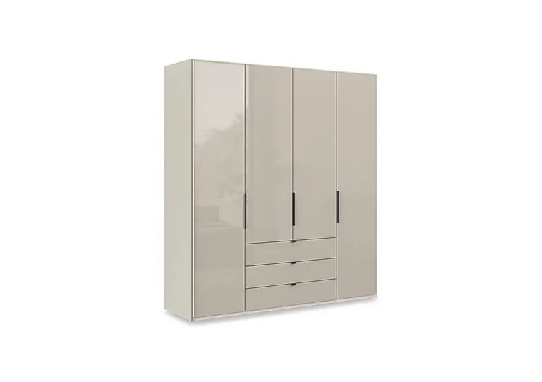 Amara 200cm 4 Door Bifold Combi Wardrobe with Glass Doors and Drawers