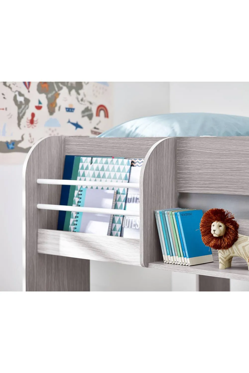 Julian Bowen Mars Single Grey Oak Effect Bunk Bed with Underbed Trundle 6