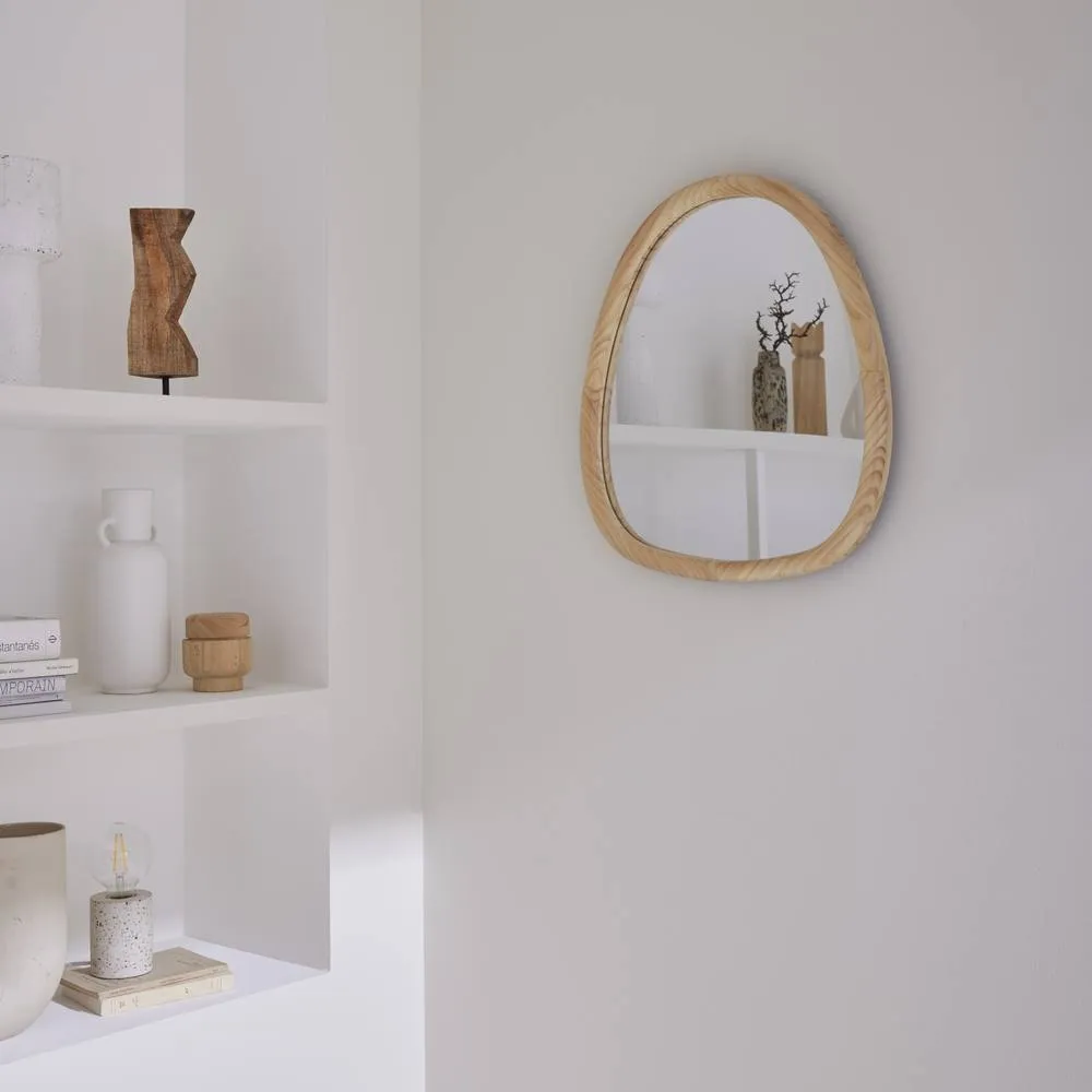 sweeek 55cm oval wooden mirror in Beige 1