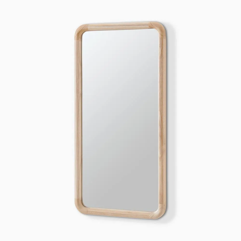 FurnitureboxUK Rowena Oak Wood Small 80x40cm Rectangle Wall Mirror in Light Brown 4