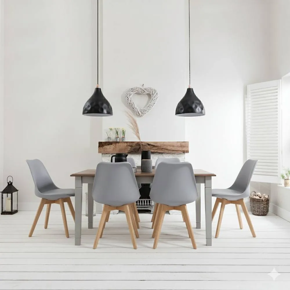 Nöa and Nani Canterbury Dining Table 140cm in Grey and Dark Pine 3