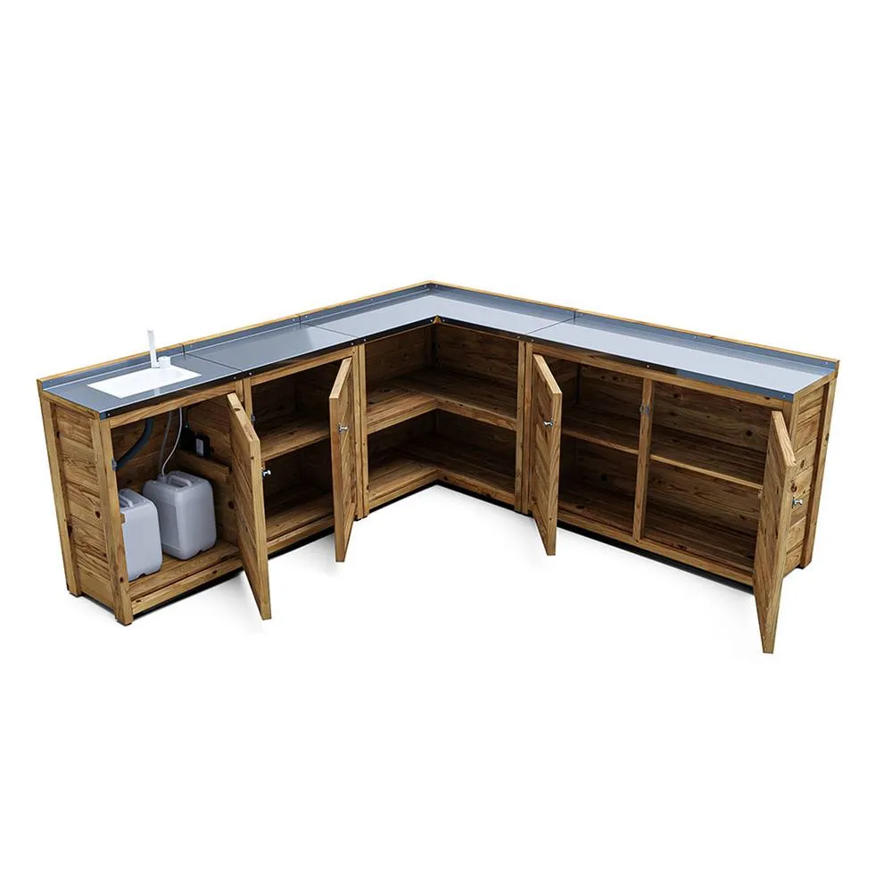 Dunster House Garden Kitchen with Left Side Sink W2m x D2m / W7' x D7' in Brown 3