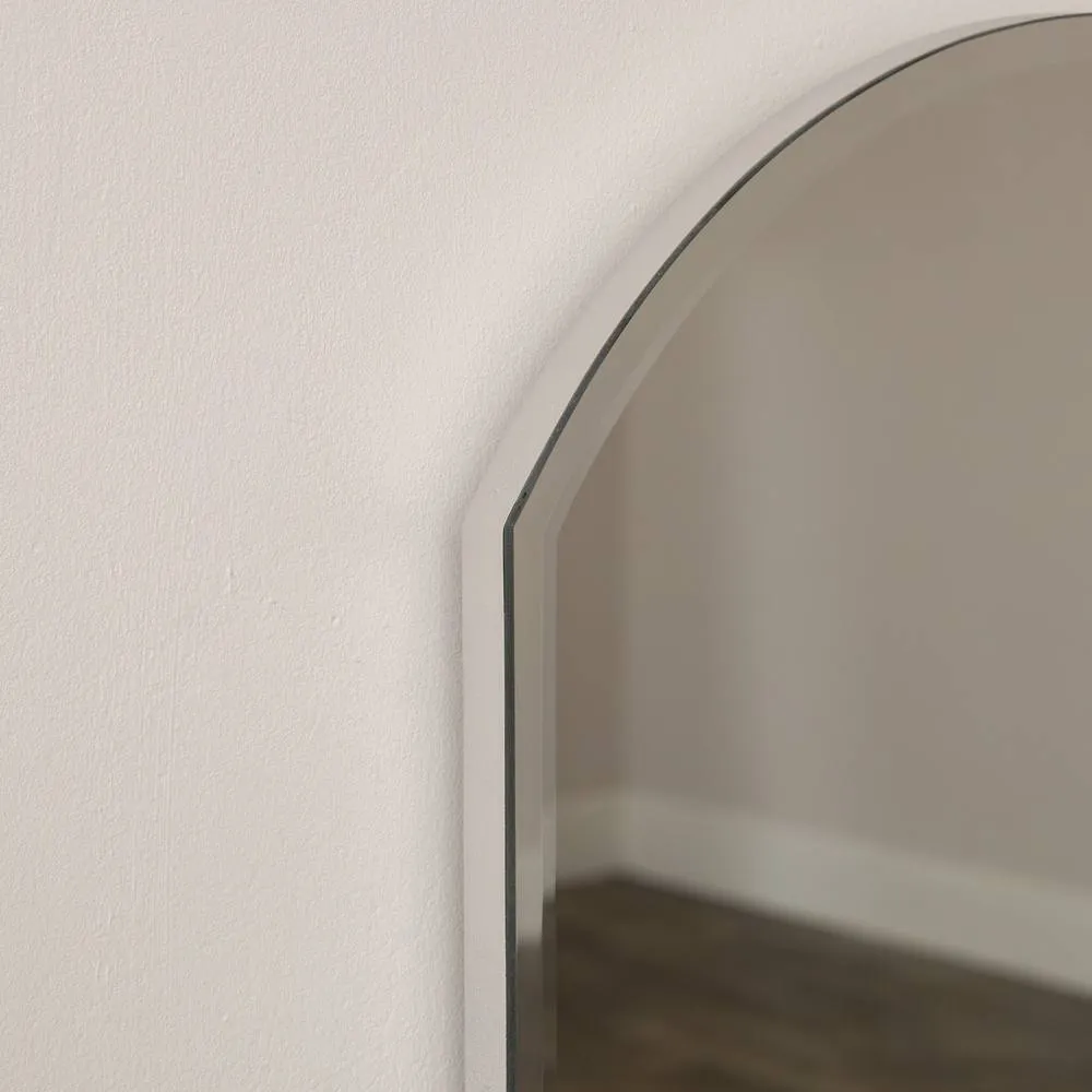 Melody Maison Arched Frameless Bevelled Wall Mirror - 35cm X 71cm in Silver 3