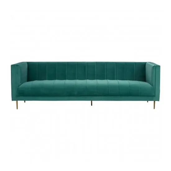 Otyliya 3 Seater Velvet Sofa In Green