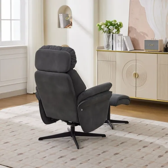Edinburgh Faux Suede Swivel Chair with Footstool 3