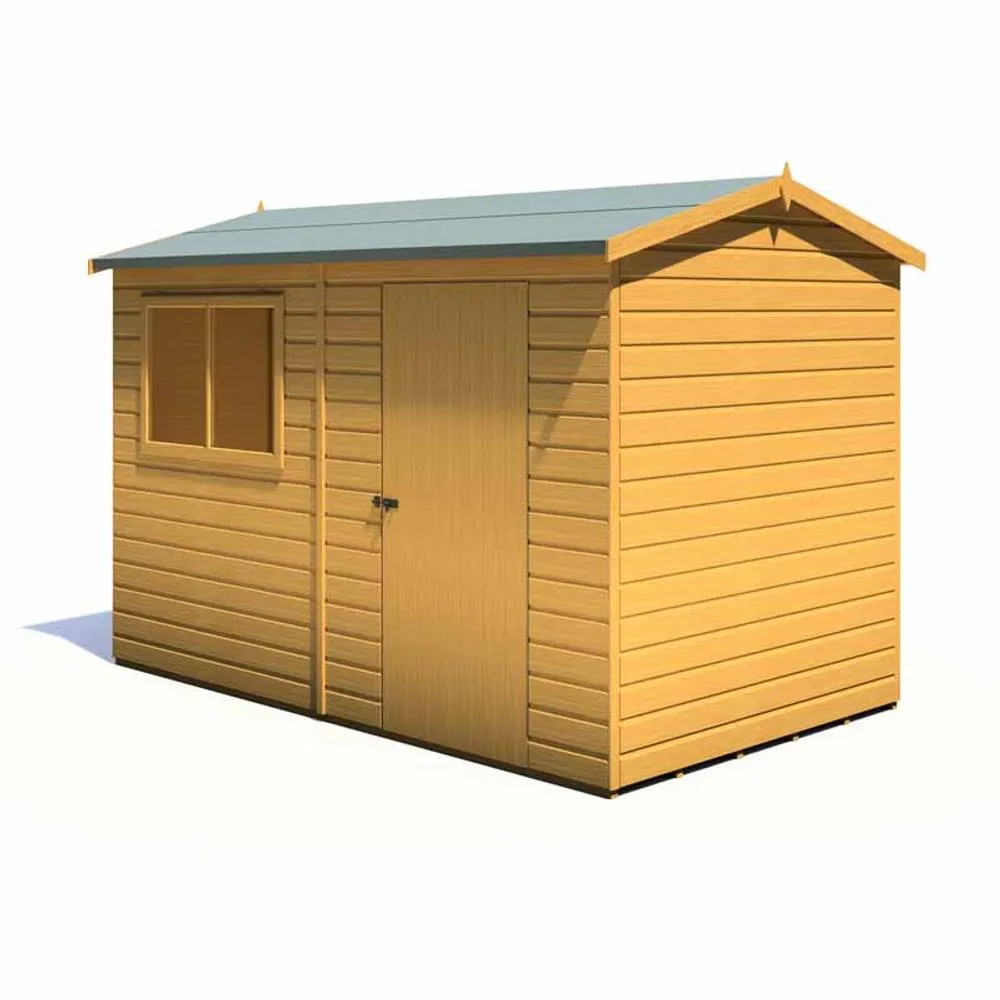 Shires Lewis 10 x 6 Feet Single Door Reverse Apex Style C Shed in Brown 5