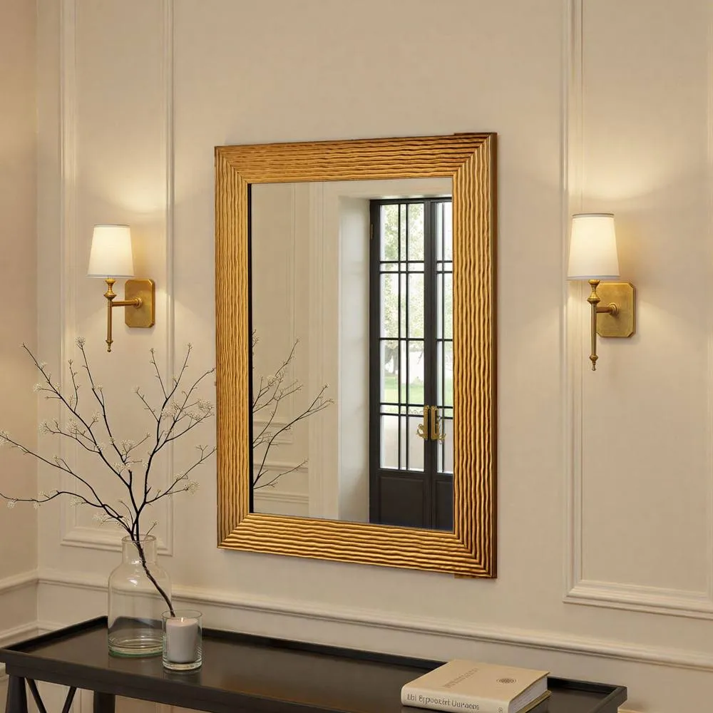 Yearn Mirrors Wave Gold Framed Bevelled Wall Mirror 2