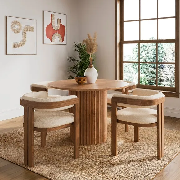 Amari 4 Seater Round Dining Table, Oak