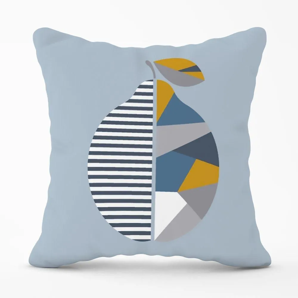 Warren Reed - Designer Geometric Lemon Cushions in Blue