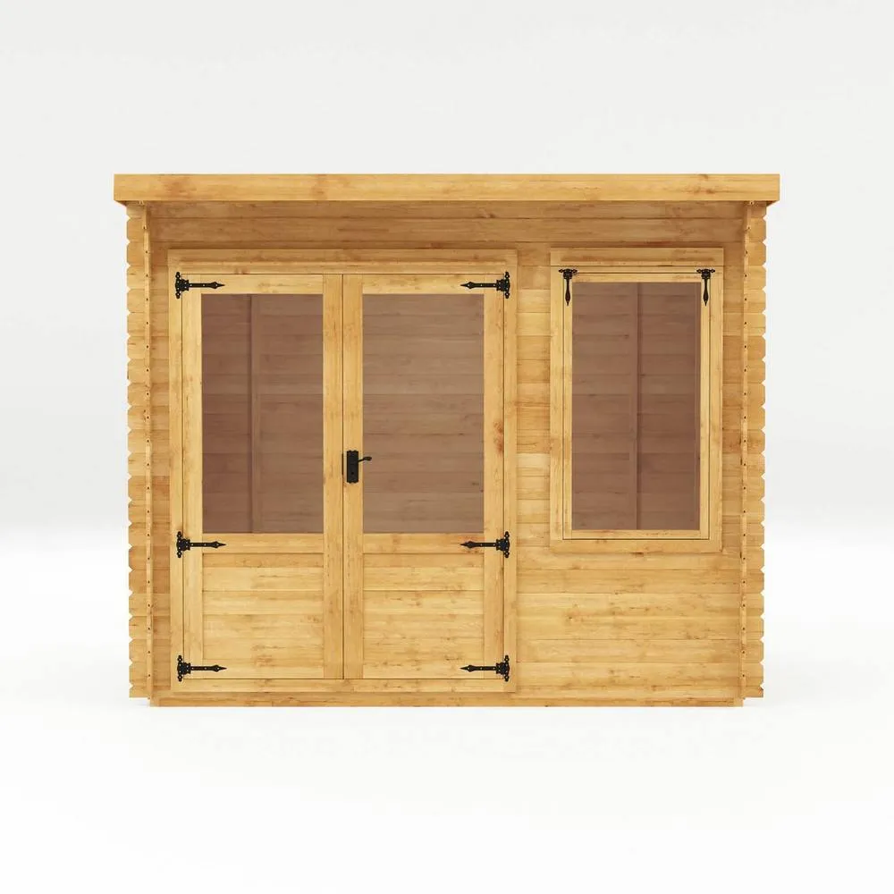 Mercia 3 x 3 m Pent Log Cabin - 19 mm - L332.6 x W302.4 x H249 cm - Brown in Light Tan 3