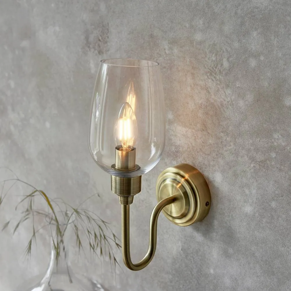 Netlighting Livorno Batten Antique Brass Plate Clear Glass in Bronze 5