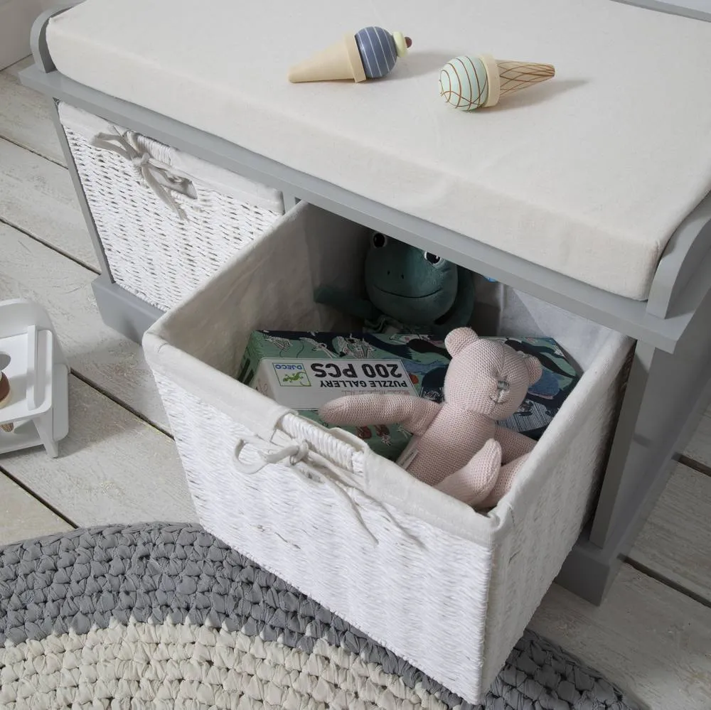 Nöa and Nani Stockholm Storage Bench with 2 Baskets in Silk Grey 4