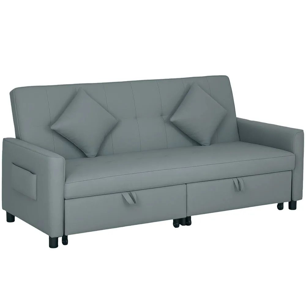 HOMCOM Reversible L-Shaped Sectional Sofa Bed with Cushions in Grey 2