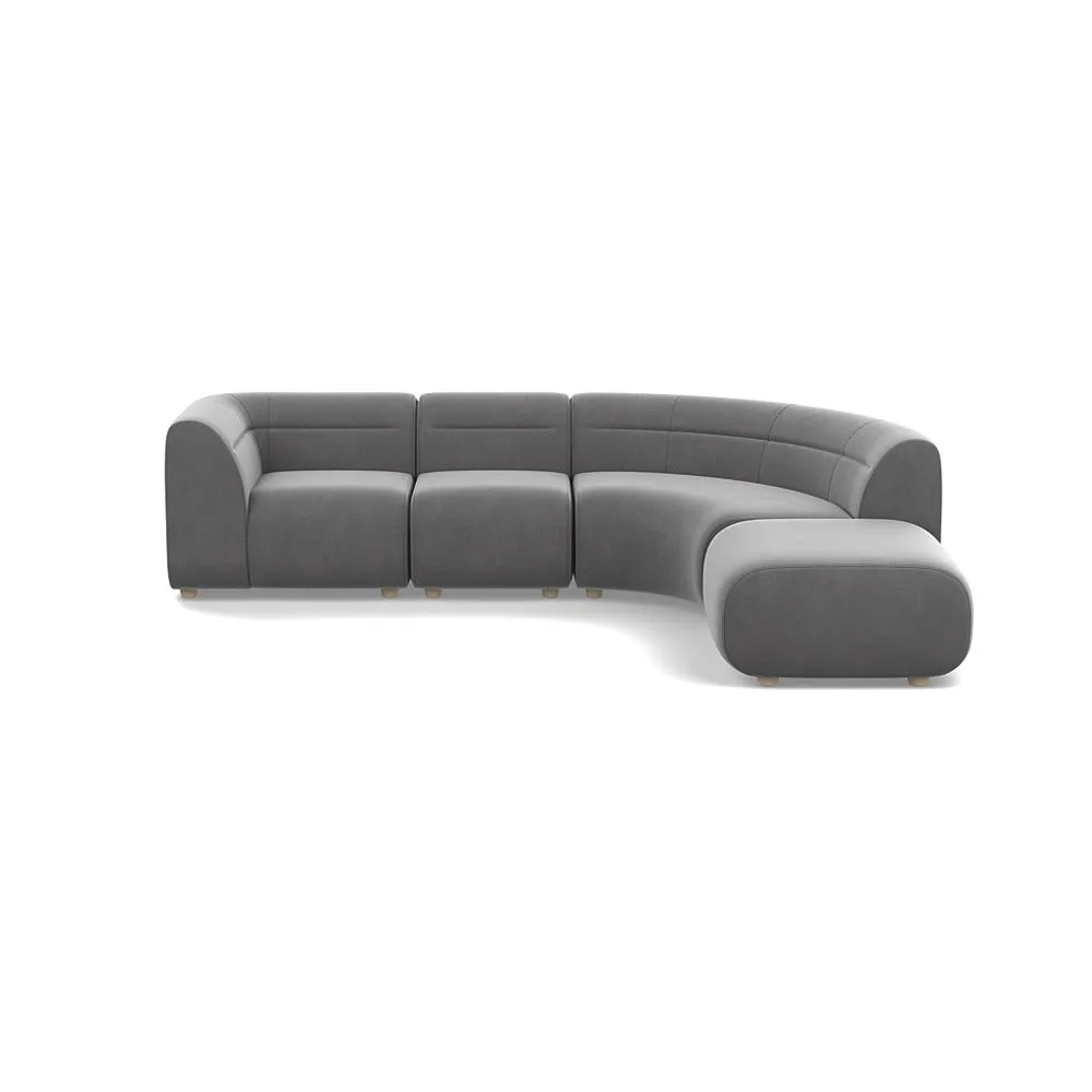 Heal's Lilli Right Hand Facing Curved Corner Sofa Smart Velvet Mercury Natural Beech Feet