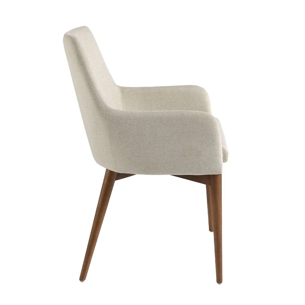 Angel Cerda Beige Fabric Dining Chair with Walnut Legs (Model ) 6
