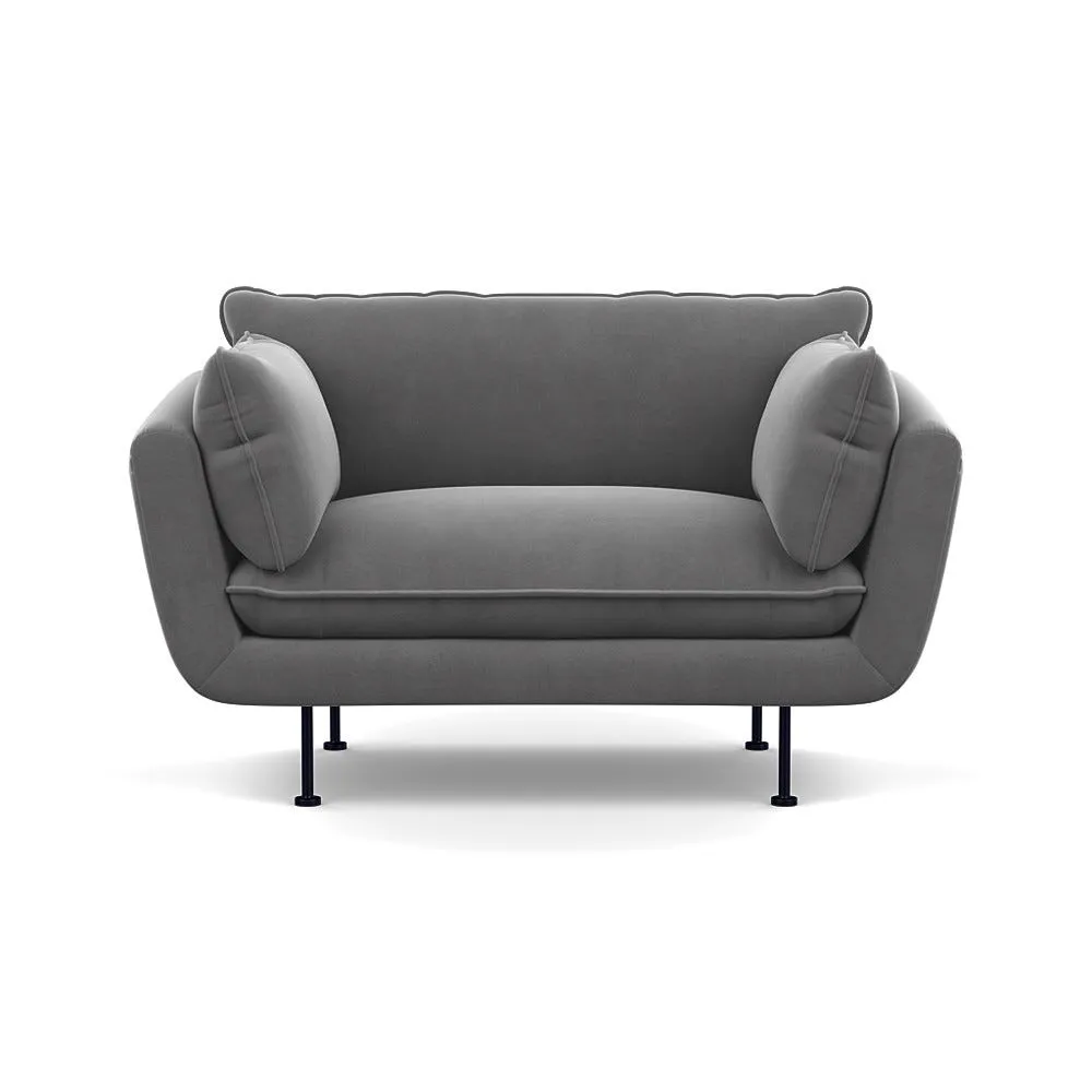 Heal's Allora Loveseat Smart Velvet Mercury Black Feet 1