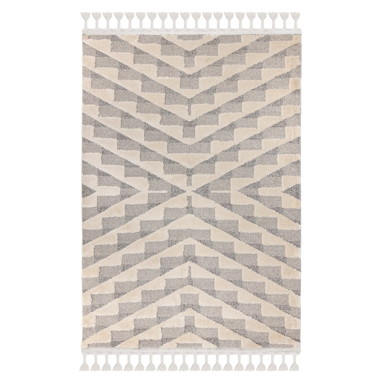 Hampton Geometric Rug Grey and Beige