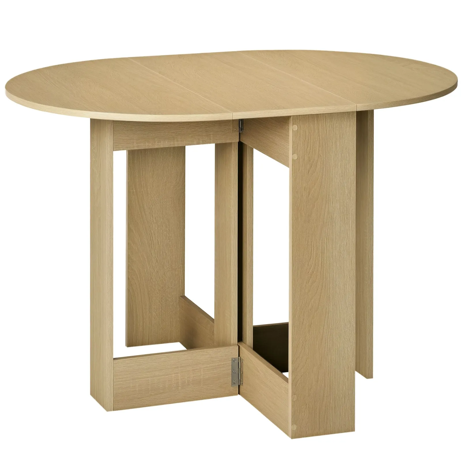 HOMCOM Folding Dining Table Foldable Drop Leaf Dinner Table for Kitchen in Light Oak 2