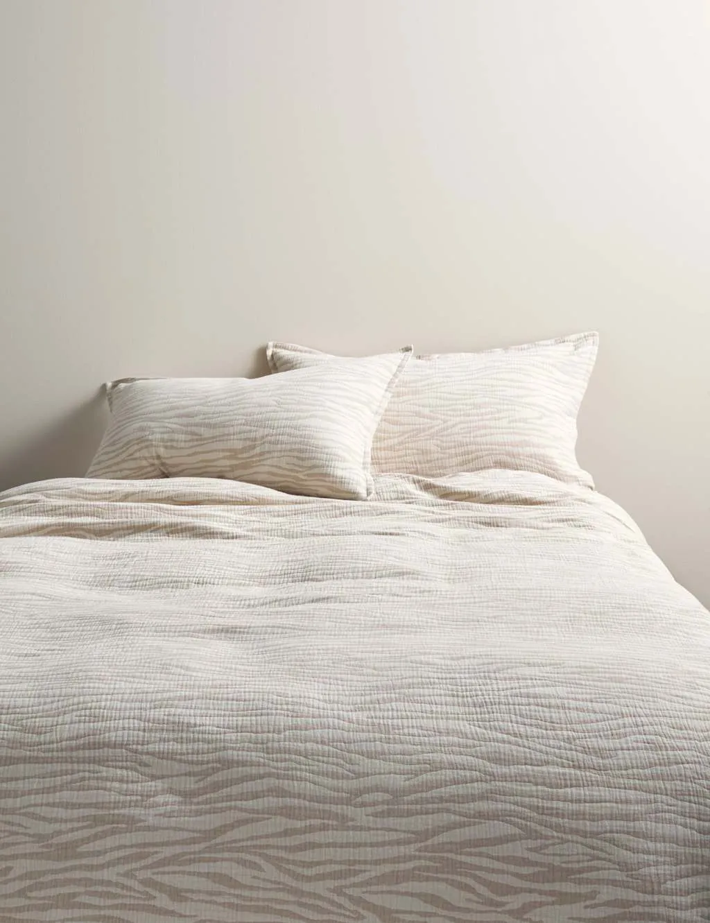 M&S Pure Cotton Zebra Jacquard Bedding Set Natural Mix