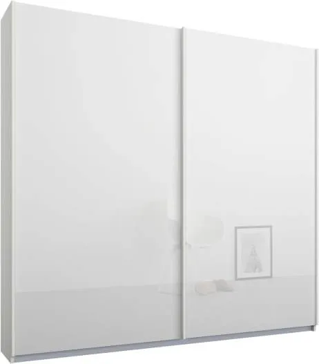Malix 2 door 181cm Sliding Wardrobe, White Frame, White Glass Doors