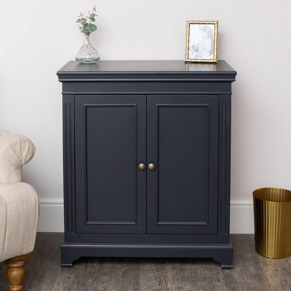 Melody Maison Two Door Shoe Cabinet With 3 Shelves - Daventry Navy Black Range