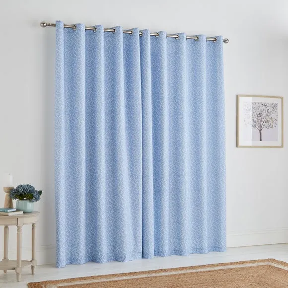Annie Floral Cotton Blackout Eyelet Curtains 4
